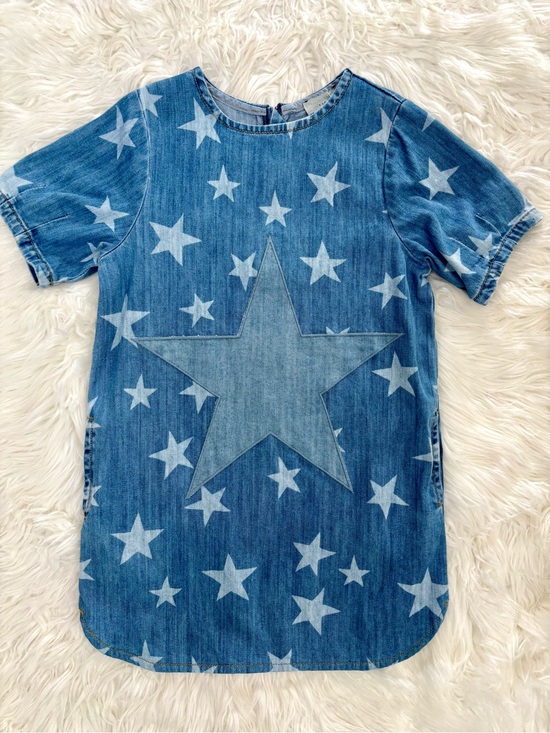 Stella McCartney Kids Other - Stella McCartney Kids Star Blue Denim Shirt Dress Little Girls Size 8 Pockets